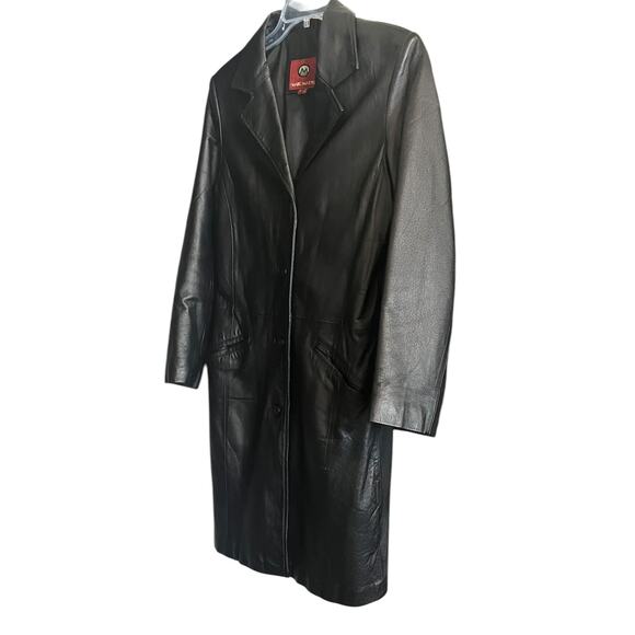 MARC MATTIS LONG SLV FULL LENGTH BUTTON GENUINE LEATHER COAT, WOMENS, M, BLACK - Picture 5 of 12